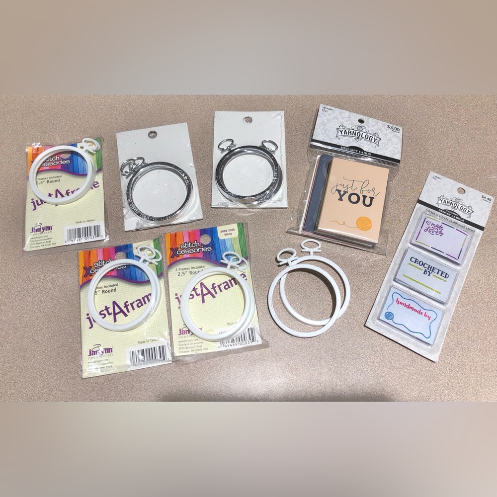 Craft / Crochet Accessories Bundle Frames, Made By Labels, Gift Cards